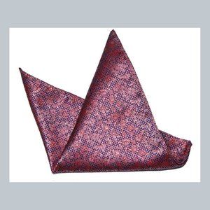 Eksel Pocket Square Red Blue Silk Blend Floral Pattern Men's